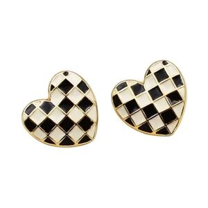Checkered Heart Earrings